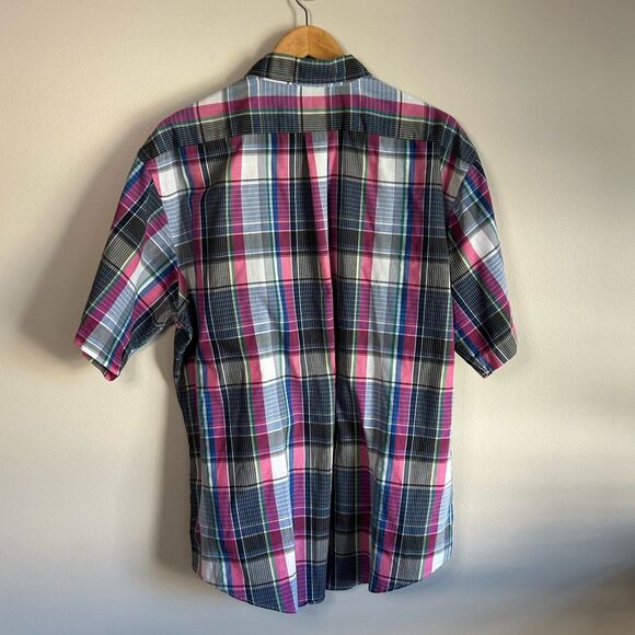 Club House Plaid Cotton Short Sleeve Casual Button Down Shirt Size XL - Picture 3 of 3